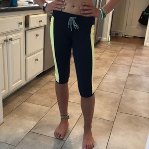 Lulu Lemon Navy Blue and Yellow Leggings